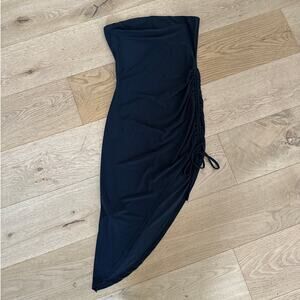 Tresser - Strapless Side Tie Ruched Dress in Black